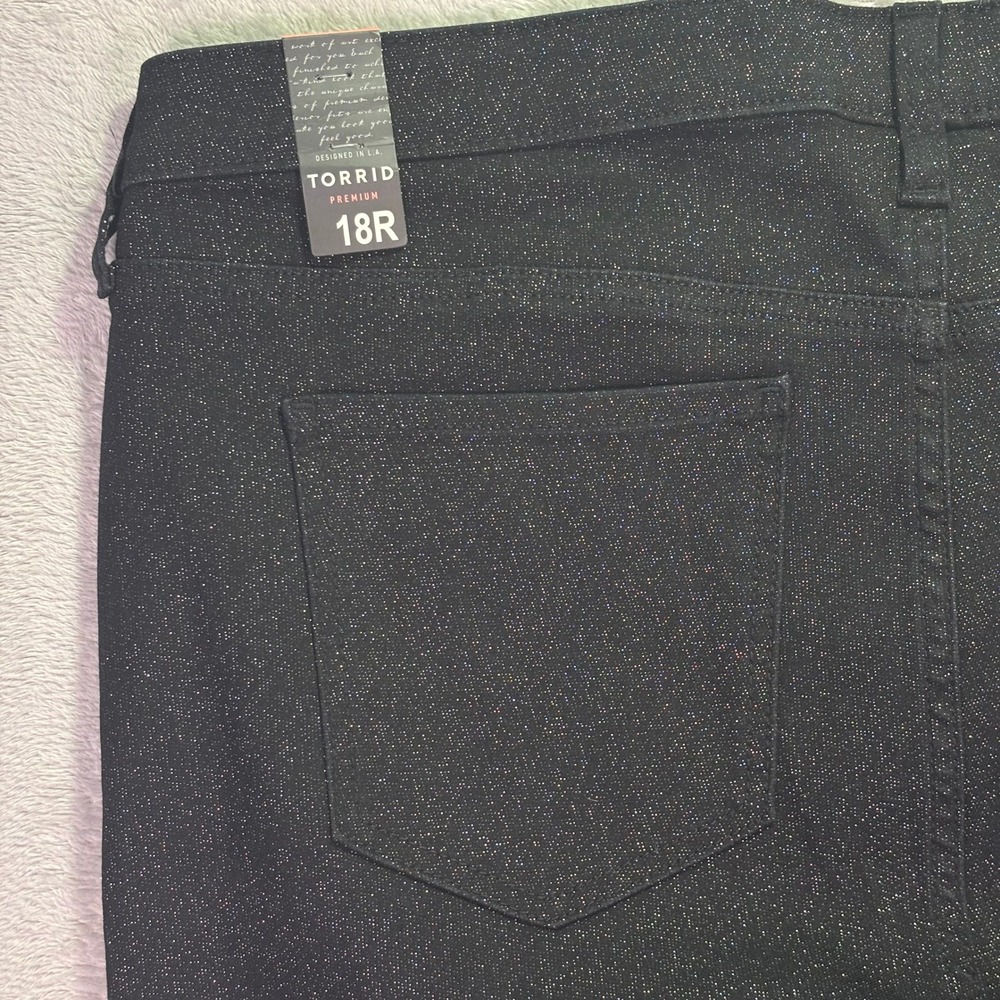 NWT Torrid Women Pants Sz 18R Black Sparkle Sky High Skinny Crop Glitter Stretch - Picture 10 of 11